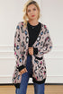Leopard Contrast Trim Pocketed Open Cardigan